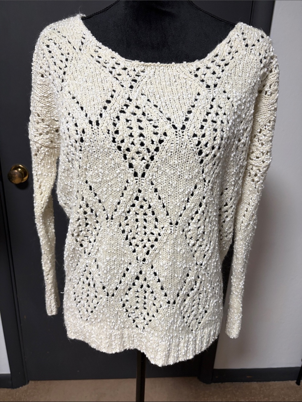Pins & Needles Cream Open-Weave Crochet Cardigan